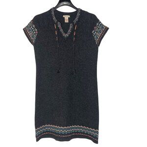 Sundance Lapland Nordic Fair Isle Wool Sweater Dress Sz MED Embroidered Boho